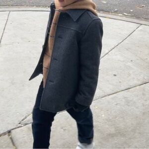 Boys Grey JCrew Warm Wool Coat